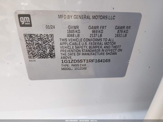 Продажа на аукционе авто 2024 Chevrolet Malibu Fwd 1lt, vin: 1G1ZD5ST1RF164165, номер лота: 45944050