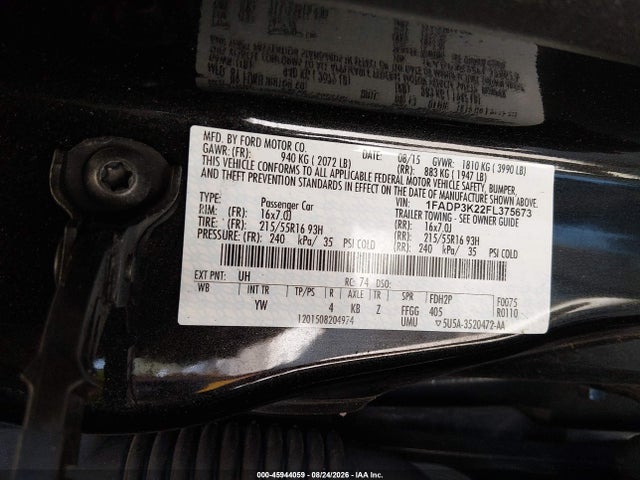 1FADP3K22FL375673 Ford FOCUS SE