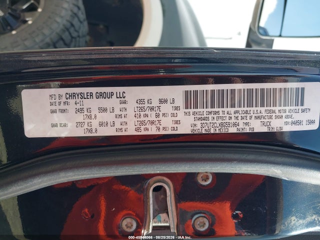 Продажа на аукционе авто 2011 Ram Ram 2500 Laramie, vin: 3D7UT2CLXBG591064, номер лота: 45944066