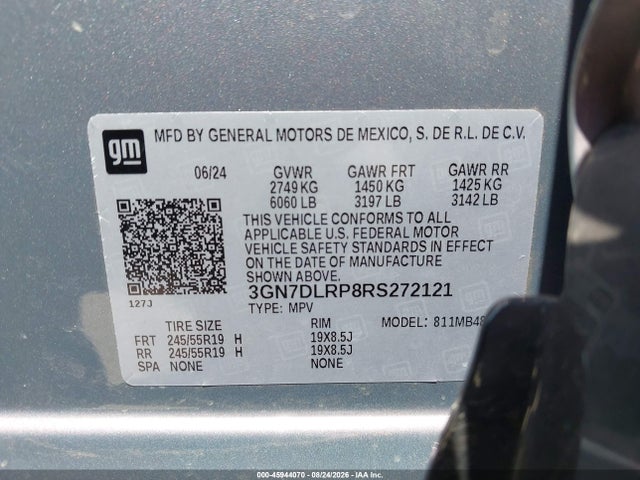 45944070 :رقم المزاد ، 3GN7DLRP8RS272121 vin ، 2024 Chevrolet Equinox Ev Lt مزاد بيع