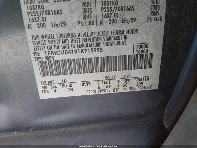 Auction sale of the 2001 Ford Escape Xlt, vin: 1FMCU04181KF15995, lot number: 45944087