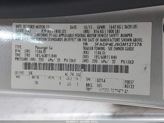 Ford FIESTA SE 2016 3FADP4EJ9GM127378 Image 9