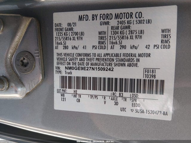Aukcja sprzedaży 2022 Ford Transit Connect Xl Passenger, vin: NM0GE9E27N1509242, numer aukcji: 45944113
