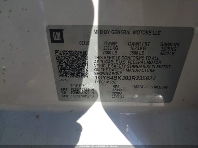 Продаж на аукціоні авто 2018 Cadillac Escalade Luxury, vin: 1GYS4BKJ0JR235827, номер лоту: 45944120