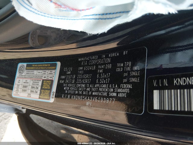 45944122 :رقم المزاد ، KNDNB5KA3V6193977 vin ، 2027 Kia Carnival Hybrid مزاد بيع