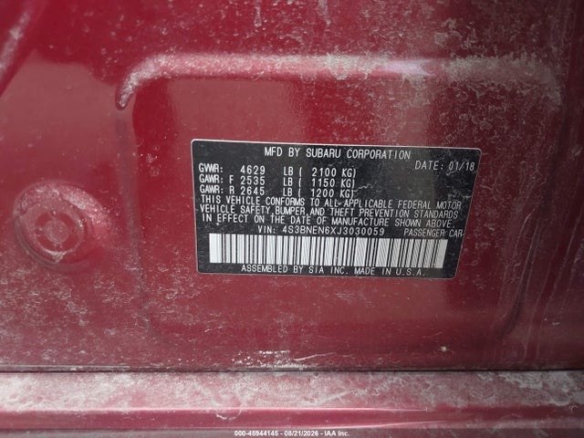 2018 Subaru Legacy 3.6r Limited მანქანა იყიდება აუქციონზე, vin: 4S3BNEN6XJ3030059, აუქციონის ნომერი: 45944145