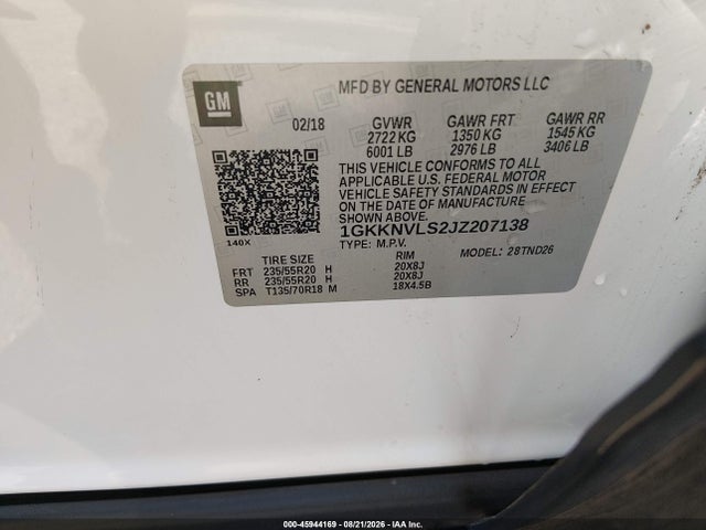 Продаж на аукціоні авто 2018 Gmc Acadia Slt-1, vin: 1GKKNVLS2JZ207138, номер лоту: 45944169