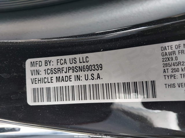 Продаж на аукціоні авто 2025 Ram 1500 Laramie  4x4 5'7 Box, vin: 1C6SRFJP9SN690339, номер лоту: 45944253