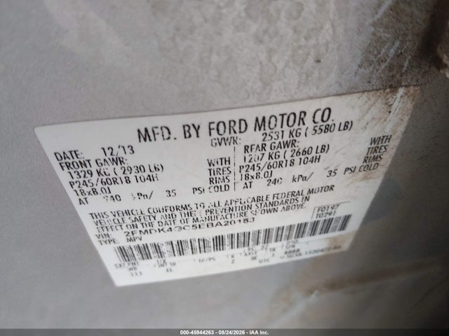 Продаж на аукціоні авто 2014 Ford Edge Se, vin: 2FMDK4GC5EBA20183, номер лоту: 45944263