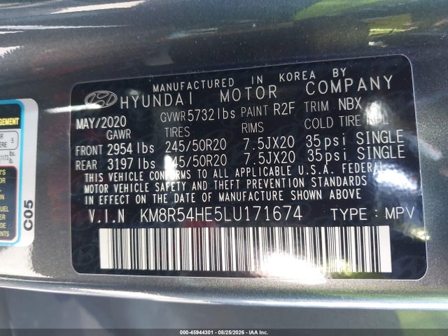 KM8R54HE5LU171674 Hyundai Palisade Limited
