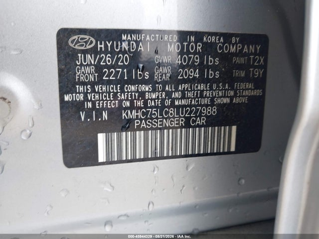 Продаж на аукціоні авто 2020 Hyundai Ioniq Hybrid Se, vin: KMHC75LC8LU227988, номер лоту: 45944329