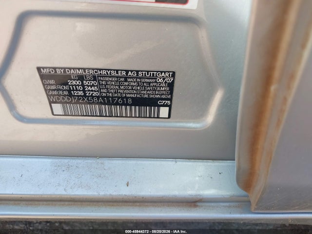 45944372 :رقم المزاد ، WDDDJ72X58A117618 vin ، 2008 Mercedes-benz Cls 550 مزاد بيع