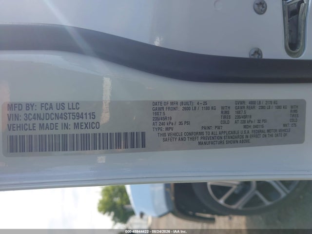 45944422 :رقم المزاد ، 3C4NJDCN4ST594115 vin ، 2025 Jeep Compass Limited 4x4 مزاد بيع