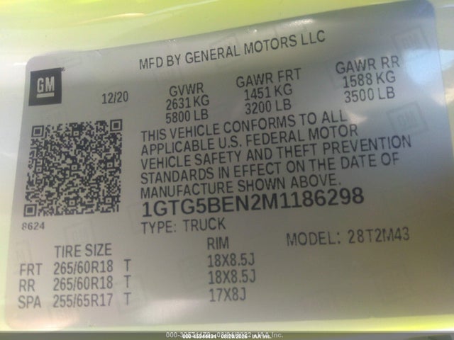 Aukcja sprzedaży 2021 Gmc Canyon 2wd  Short Box Elevation Standard, vin: 1GTG5BEN2M1186298, numer aukcji: 45944494
