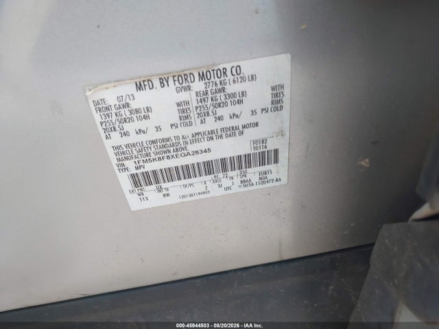 Ford Explorer Limited 2014 1FM5K8F8XEGA28345 Image 9