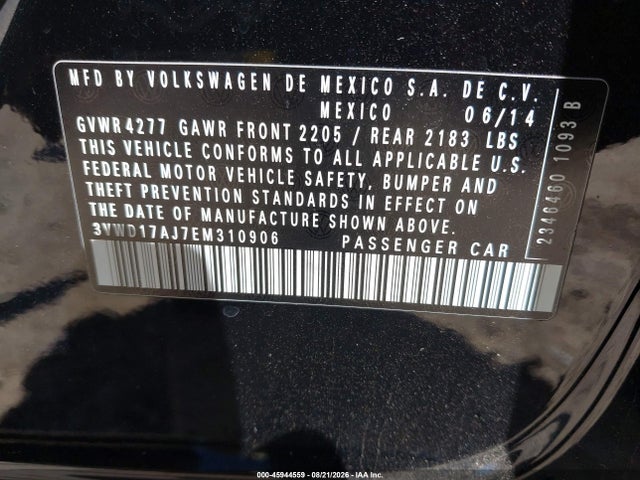 3VWD17AJ7EM310906 Volkswagen Jetta 1.8t Se