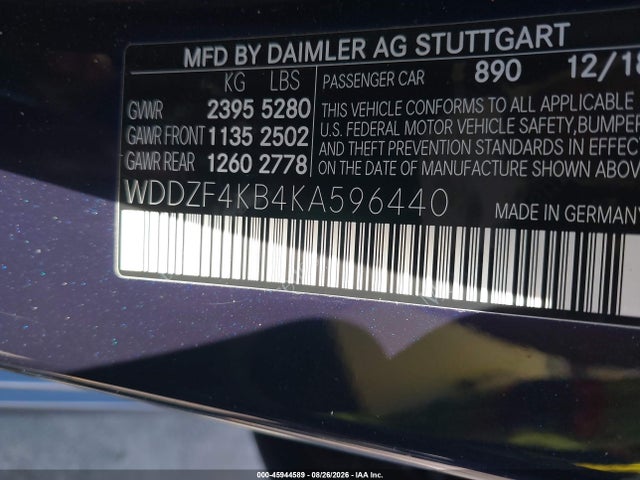 Aukcja sprzedaży 2019 Mercedes-benz E 300 4matic, vin: WDDZF4KB4KA596440, numer aukcji: 45944589