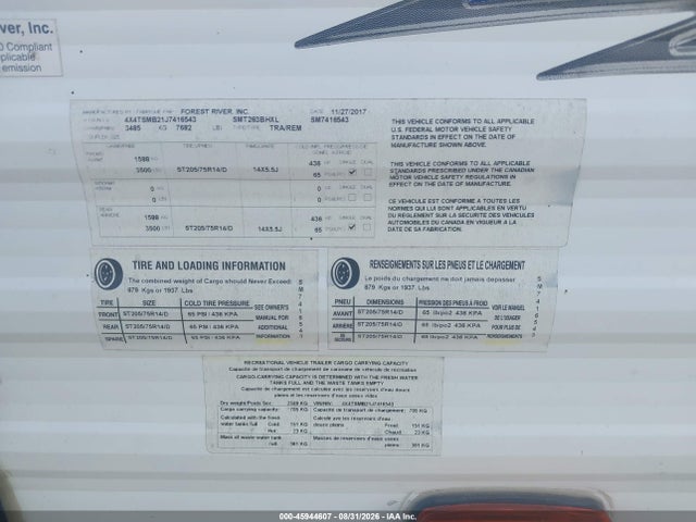 Forest River Salem Cruise Lite 2018 4X4TSMB21J7416543 Image 9
