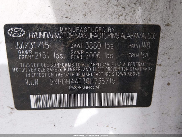 Hyundai ELANTRA SE 2016 5NPDH4AE3GH736715 Image 9