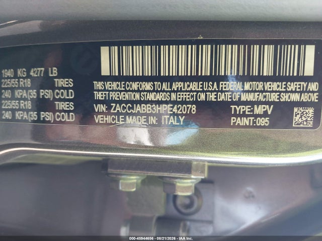 2017 Jeep Renegade Latitude მანქანა იყიდება აუქციონზე, vin: ZACCJABB3HPE42078, აუქციონის ნომერი: 45944656