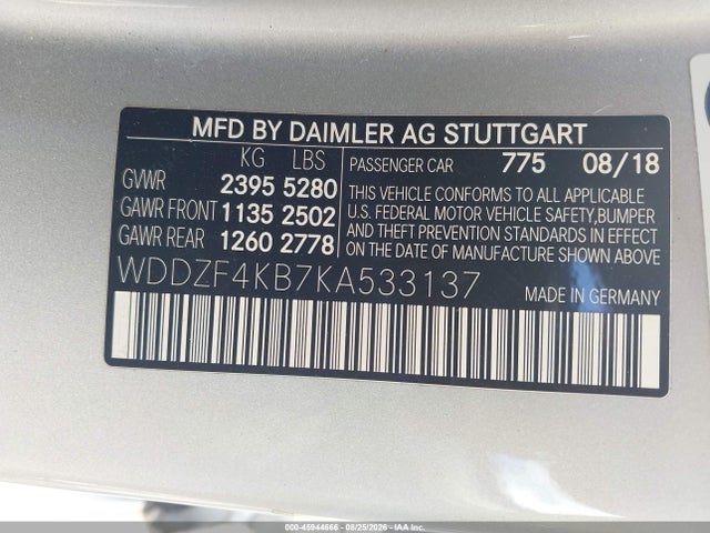 Aukcja sprzedaży 2019 Mercedes-benz E 300 4matic, vin: WDDZF4KB7KA533137, numer aukcji: 45944666