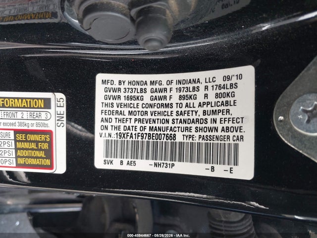Продаж на аукціоні авто 2011 Honda Civic Ex-l, vin: 19XFA1F97BE007668, номер лоту: 45944667