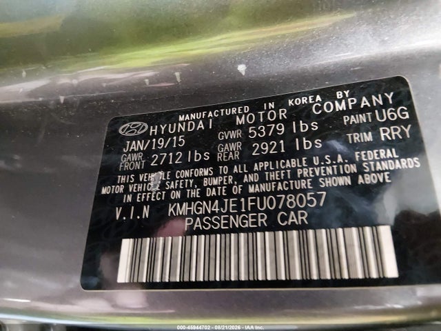 Hyundai Genesis 3.8 2015 KMHGN4JE1FU078057 Image 9