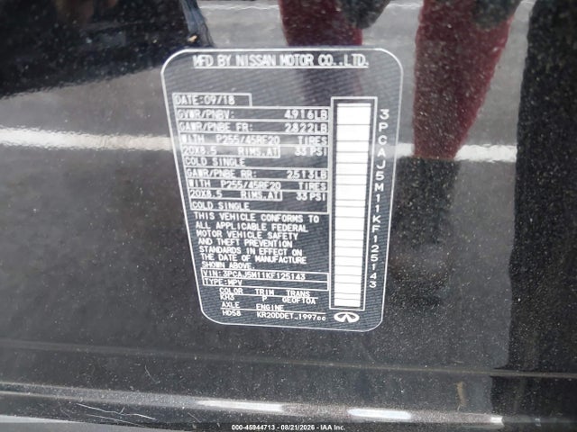 Aukcja sprzedaży 2019 Infiniti Qx50 Essential, vin: 3PCAJ5M11KF125143, numer aukcji: 45944713