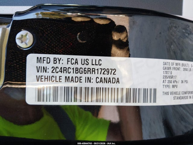 Aukcja sprzedaży 2024 Chrysler Pacifica Touring L, vin: 2C4RC1BG6RR172972, numer aukcji: 45944763