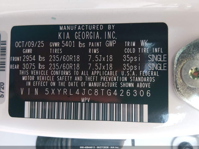 KIA SORENTO S 2026 5XYRL4JC8TG426306 Image 9