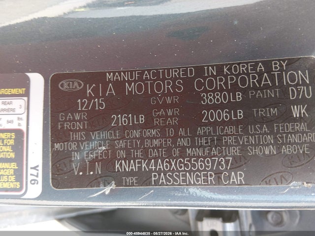KIA FORTE LX 2016 KNAFK4A6XG5569737 Image 9