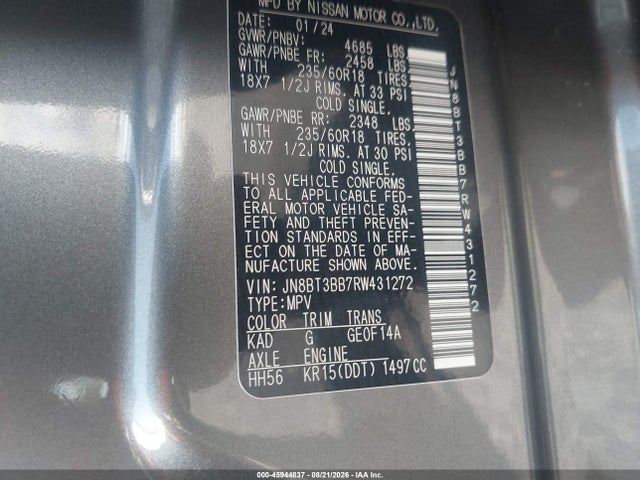 Auction sale of the 2024 Nissan Rogue Sv Intelligent Awd, vin: JN8BT3BB7RW431272, lot number: 45944837