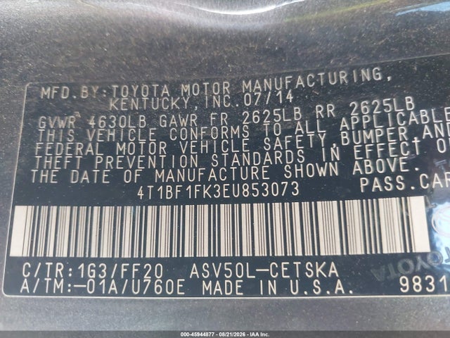 4T1BF1FK3EU853073 Toyota CAMRY SE
