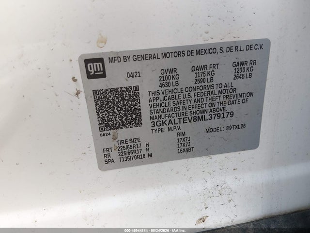 Aukcja sprzedaży 2021 Gmc Terrain Awd Sle, vin: 3GKALTEV8ML379179, numer aukcji: 45944884