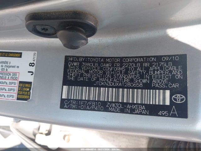 Продаж на аукціоні авто 2010 Toyota Prius Ii, vin: JTDKN3DUXA1280658, номер лоту: 45944914