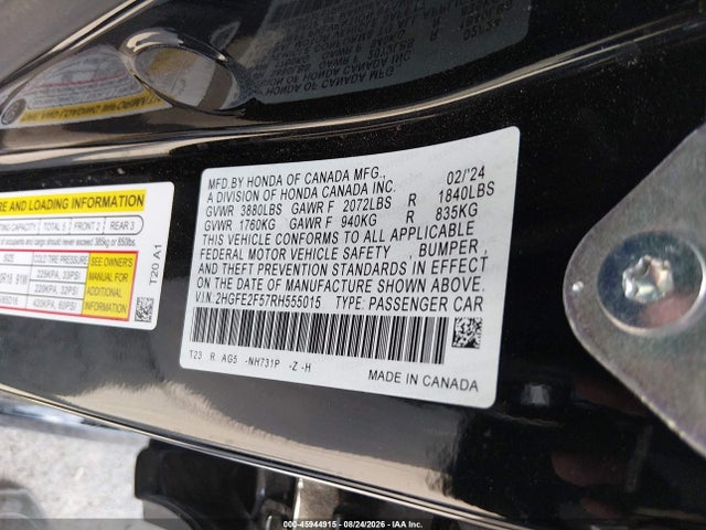 Honda Civic Sport 2024 2HGFE2F57RH555015 Image 9