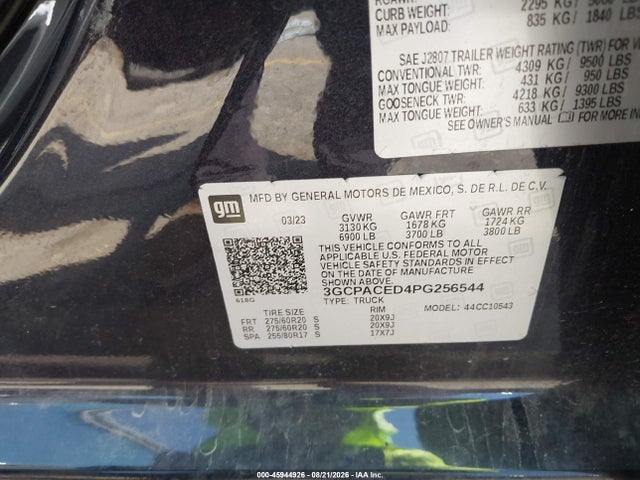 45944926 :رقم المزاد ، 3GCPACED4PG256544 vin ، 2023 Chevrolet Silverado 1500 2wd  Short Bed Lt مزاد بيع