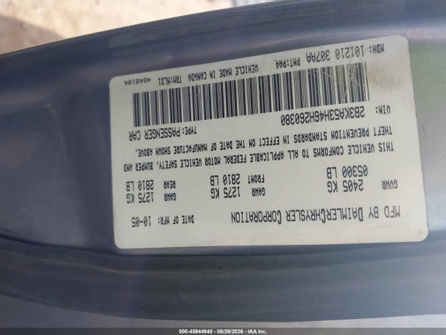 Auction sale of the 2006 Dodge Charger Rt, vin: 2B3KA53H46H260380, lot number: 45944940