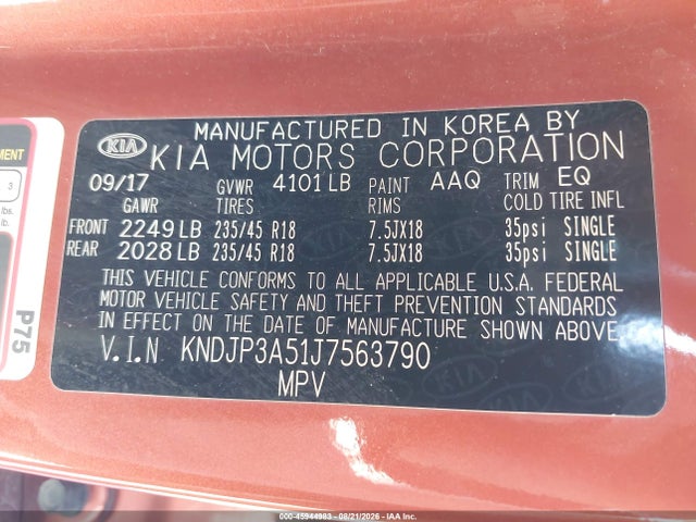 Продаж на аукціоні авто 2018 Kia Soul +, vin: KNDJP3A51J7563790, номер лоту: 45944983