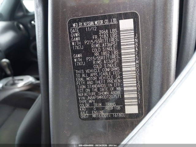 Продаж на аукціоні авто 2013 Nissan Juke S, vin: JN8AF5MR0DT207571, номер лоту: 45944988