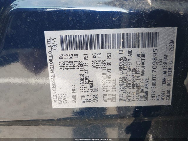 45944999 :رقم المزاد ، 5N1BT3BB9TC709895 vin ، 2026 Nissan Rogue Sv مزاد بيع