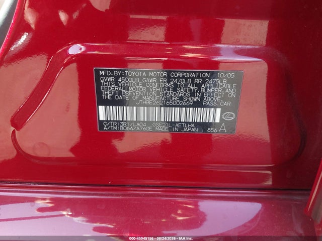 Продаж на аукціоні авто 2006 Lexus Is 350, vin: JTHBE262165002669, номер лоту: 45945156