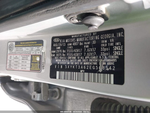 2014 Kia Sorento Lx მანქანა იყიდება აუქციონზე, vin: 5XYKT3A62EG508542, აუქციონის ნომერი: 45945196