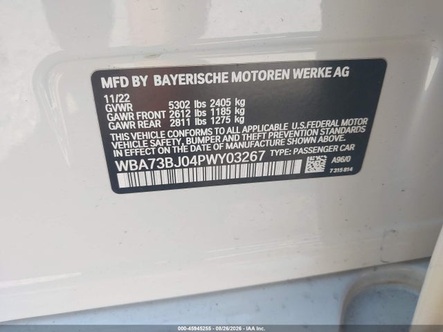 Продажа на аукционе авто 2023 Bmw 540 I Xdrive, vin: WBA73BJ04PWY03267, номер лота: 45945255