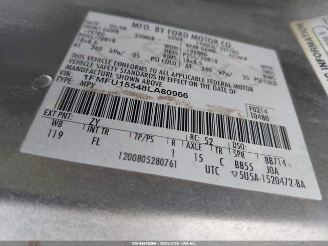 Продаж на аукціоні авто 2008 Ford Expedition Xlt, vin: 1FMFU15548LA80966, номер лоту: 45945266