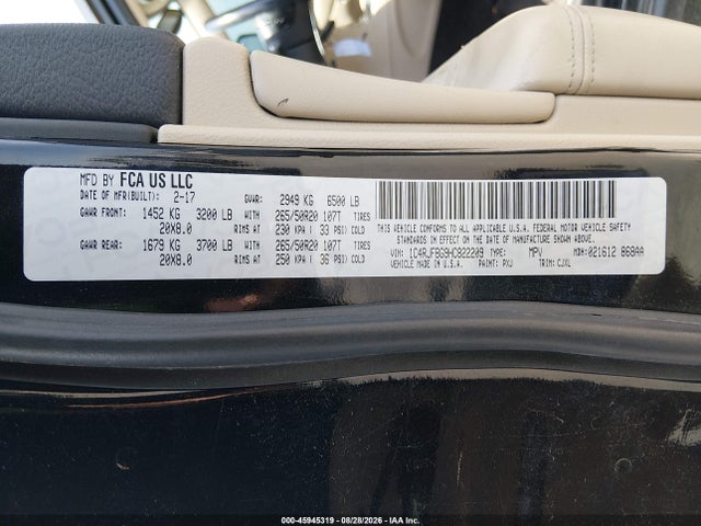 Продажа на аукционе авто 2017 Jeep Grand Cherokee Limited, vin: 1C4RJFBG9HC822209, номер лота: 45945319
