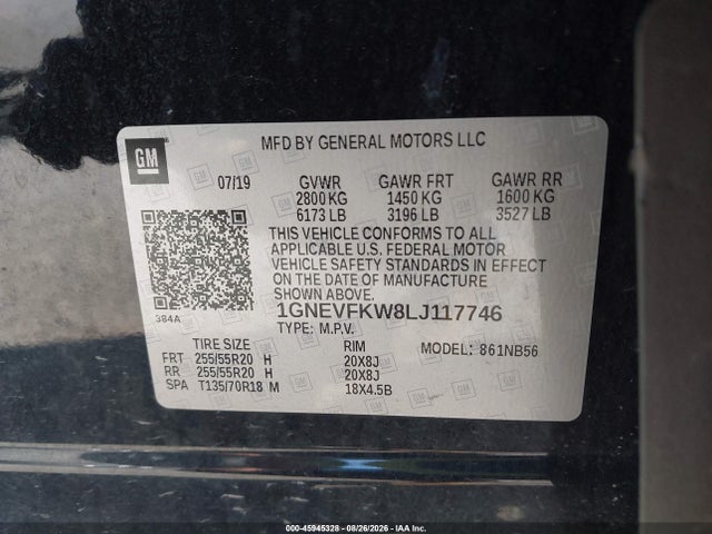 Aukcja sprzedaży 2020 Chevrolet Traverse Awd Ls, vin: 1GNEVFKW8LJ117746, numer aukcji: 45945328