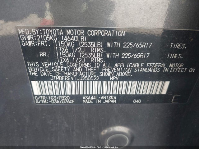 Toyota RAV4 LE 2018 JTMBFREV1JJ250522 Image 8