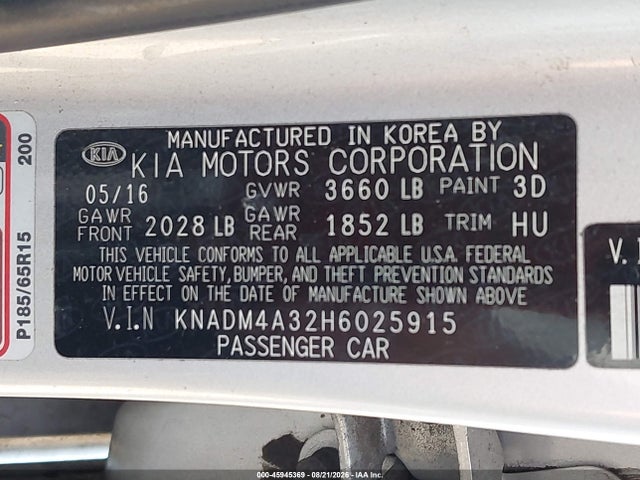 KIA RIO LX 2017 KNADM4A32H6025915 Image 9