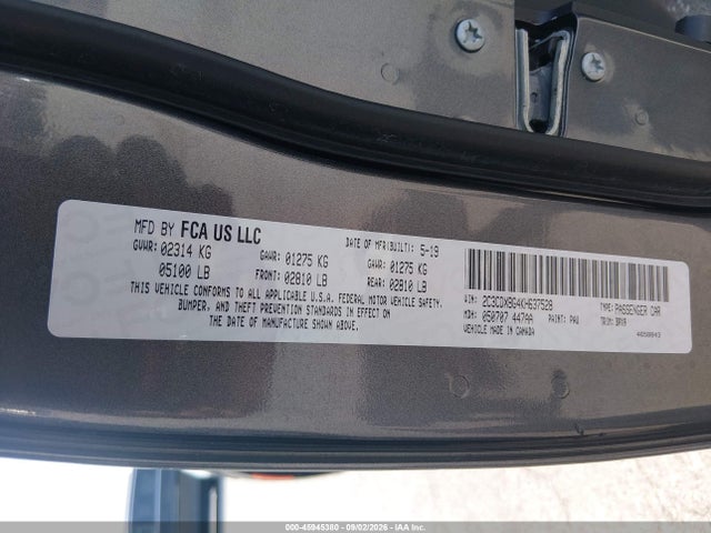Dodge Charger Sxt Rwd 2019 2C3CDXBG4KH637528 Image 9